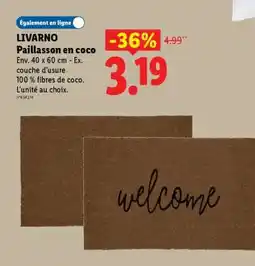 Lidl LIVARNO Paillasson en coco offre