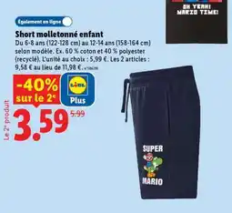 Lidl Short molletonné enfant offre