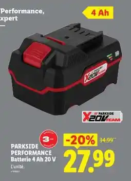 Lidl PARKSIDE PERFORMANCE Batterie 4 Ah 20 V offre