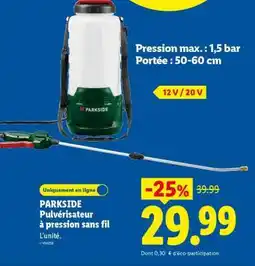 Lidl PARKSIDE Pulvérisateur à pression sans fil offre