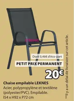 JYSK LEKNES Chaise empilable offre