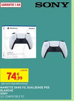 Intermarché Hyper SONY Manette sans fil dualsense ps5 blanche offre