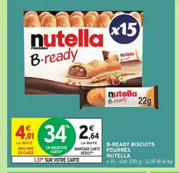 Intermarché Hyper NUTELLA B-ready biscuits fourrés offre