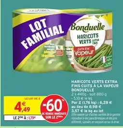 Intermarché Hyper BONDUELLE Haricots verts extra fins cuits à la vapeur offre