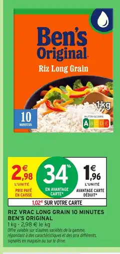 Intermarché Hyper BEN'S ORIGINAL Riz vrac long grain 10 minutes offre