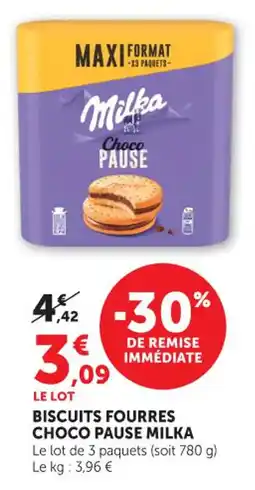 Bi1 Biscuits fourres choco pause milka offre