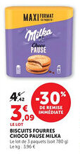 Bi1 Biscuits fourres choco pause milka offre