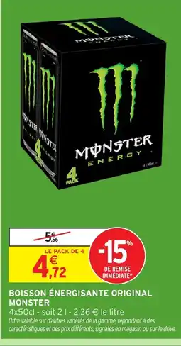 Intermarché Hyper MONSTER Boisson énergisante original offre