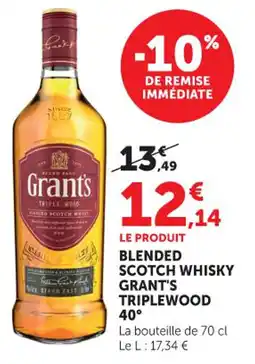 Bi1 Blended scotch whisky grant's triplewood 40° offre