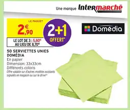 Intermarché Hyper DOMÉDIA 50 serviettes unies offre
