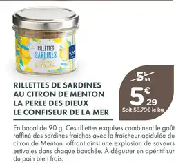 Point Vert La perle des dieux rillettes de sardines au citron de menton offre