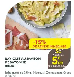 Point Vert Irina ravioles au jambon de bayonne offre