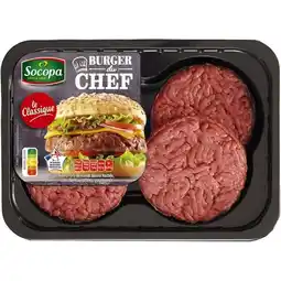 Carrefour Market Socopa 4 steaks hachés burger du chef le classique 15% m.g. socopa offre