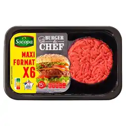 Carrefour Socopa 6 burgers du chef 15% m.g nature socopa offre