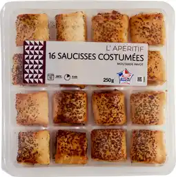 Carrefour Mix buffet 16 mini saucisses costumées nature moutarde & pavot mix buffet offre