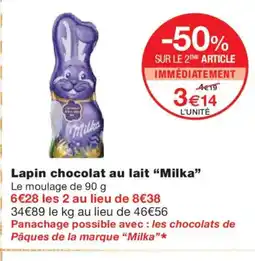 Monoprix MILKA Lapin chocolat au lait offre