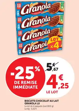 Bi1 Biscuits chocolat au lait granola lu offre