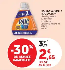 Super U Liquide vaisselle paic excel offre