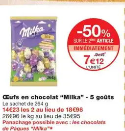 Monoprix MILKA Œufs en chocolat - 5 goûts offre