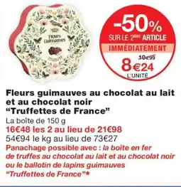 Monoprix TRUFFETTES DE FRANCE Fleurs guimauves au chocolat au lait et au chocolat noir offre