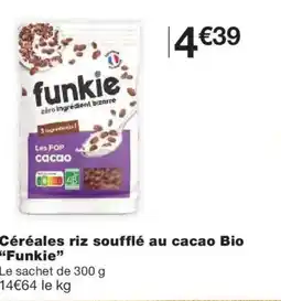 Monoprix FUNKIE Céréales riz soufflé au cacao Bio offre