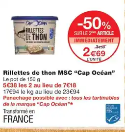 Monoprix CAP OCÉAN Rillettes de thon MSC offre