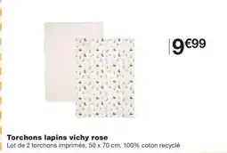 Monoprix Torchons lapins vichy rose offre