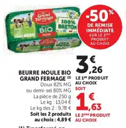 Super U Beurre moule bio grand fermage offre