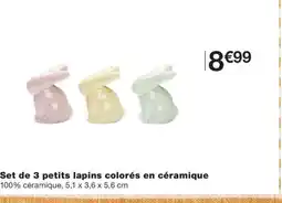 Monoprix Set de 3 petits lapins colorés en céramique offre