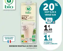 Super U Boisson vegetale au riz u bio offre