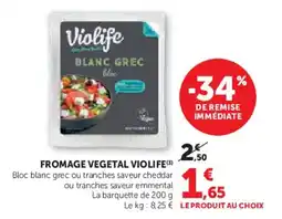 Super U Fromage vegetal violife offre