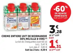 Super U Creme entiere uht de normandie 30% mg elle & vire offre