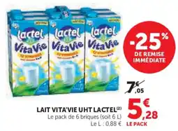 Super U Lait vita'vie uht lactel offre