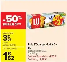 Carrefour Market Lu - lu l'ourson lot x 2 offre