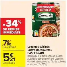 Carrefour Market Cassegrain - légumes cuisinés offre découverte offre