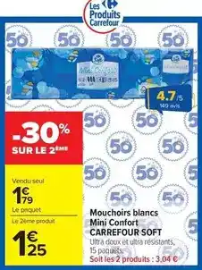 Carrefour Market Carrefour - mouchoirs blancs mini confort soft offre