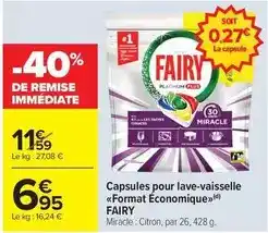 Carrefour Market Fairy - capsules pour lave-vaisselle format economique offre