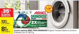 Carrefour Ariel - lessive capsules pods original, fraîcheur alpine ou couleurs eclatanes, par 21. 76.23 offre