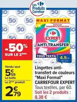 Carrefour Carrefour - lingettes anti- transfert de couleurs maxi format expert offre