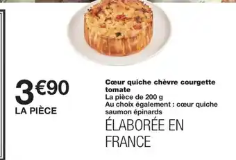 Monoprix Cœur quiche chèvre courgette tomate offre