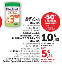 Super U Bledilait 3 des 12 mois bledina offre