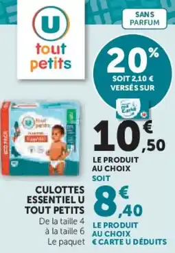 Super U Culottes essentiel u tout petits offre