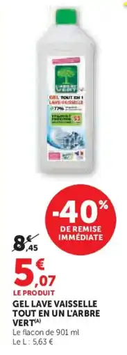 Super U Gel lave vaisselle tout en un l'arbre vert offre