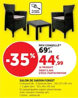 Super U Salon de jardin forest offre