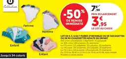 Super U Lot de 4, 5, 6 ou 7 paires d'invisibles ou de socquettes ou de mi-chaussettes adulte ou enfant offre