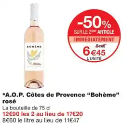 Monoprix BOHÈME A.O.P. Côtes de Provence rosé offre