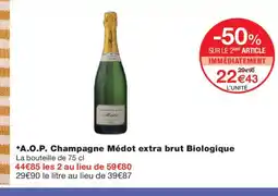 Monoprix A.O.P. Champagne Médot extra brut Biologique offre