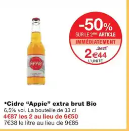Monoprix APPIE Cidre extra brut Bio offre