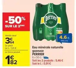 Carrefour Market Eau Minérale Naturelle Gazeuse Perrier offre