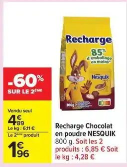 Carrefour RECHARGE CHOCOLAT EN POUDRE “NESQUIK” offre